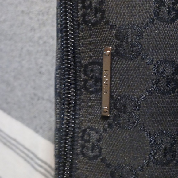 Authentic Gucci Vintage Hand Bag Pouch Purse GG Canvas Leather Black - Picture 6 of 16